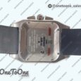 Реплика часов Cartier Santos 100 Chronograph Stainless steel Ultimate Edition On Black Leather Strap