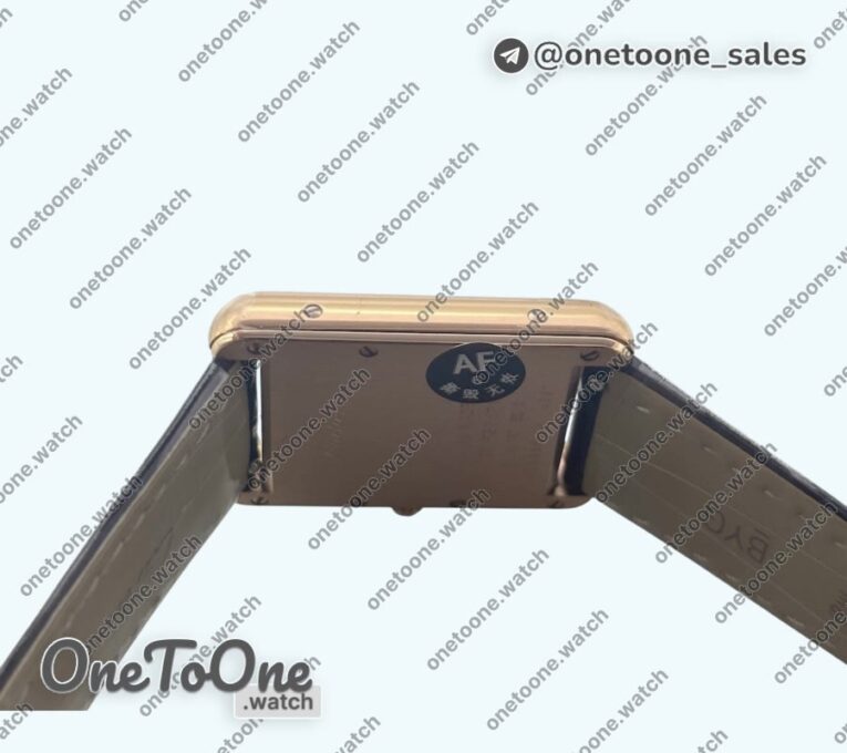 Реплика часов Cartier Tank Must Rose gold Black Dial Leather Strap Swiss Quartz