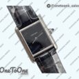 Реплика часов Cartier Tank Must Stainless steel Black Dial Leather Strap Swiss Quartz
