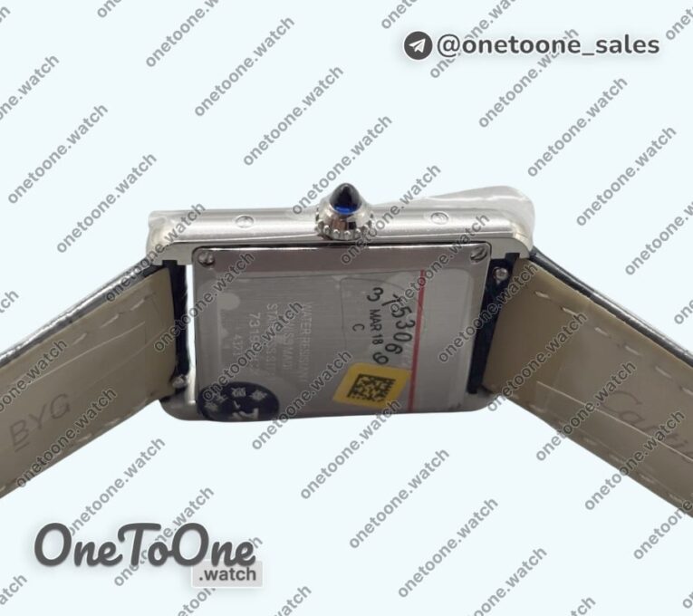 Реплика часов Cartier Tank Must Stainless steel Black Dial Leather Strap Swiss Quartz