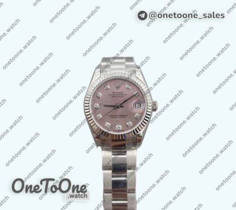 Реплика часов Rolex Datejust 31mm Top-tier Копия один в один Pink Dial Crystals Markers on Stainless steel Jubilee Bracelet WF