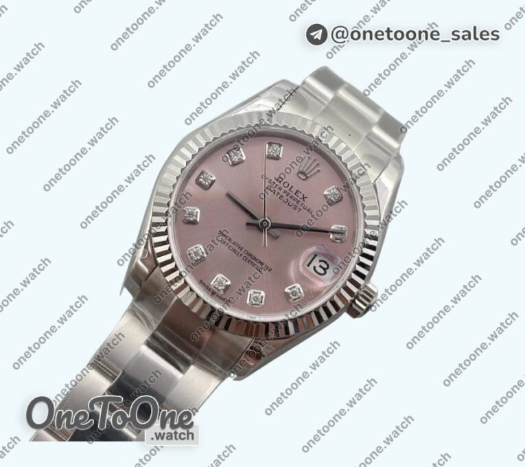 Реплика часов Rolex Datejust 31mm Top-tier Копия один в один Pink Dial Crystals Markers on Stainless steel Jubilee Bracelet WF
