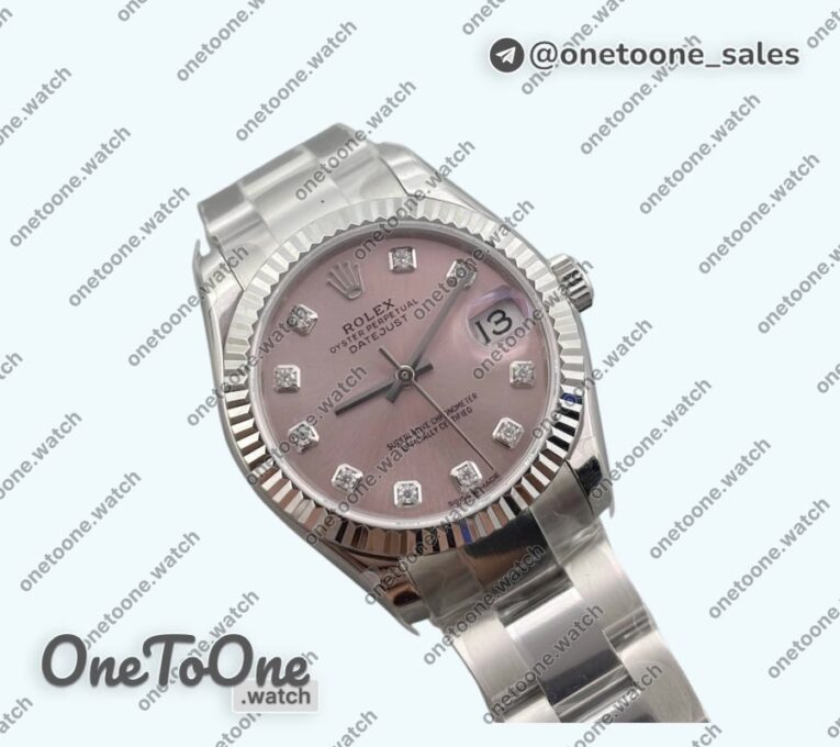 Реплика часов Rolex Datejust 31mm Top-tier Копия один в один Pink Dial Crystals Markers on Stainless steel Jubilee Bracelet WF