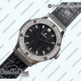 Реплика часов Hublot Classic Fusion 33mm Stainless steel Top-tier Копия один в один Black Dial Diamonds Bezel Gummy Strap Swiss
