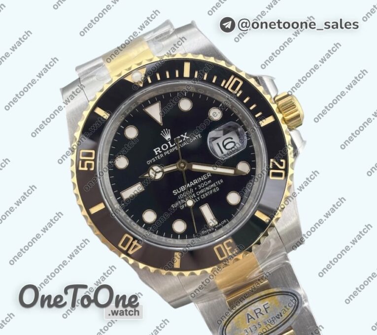 Реплика часов Rolex Submariner 116613LN 904L Yellow gold/Stainless steel Black Dial Bracelet