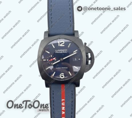 Реплика часов Panerai PAM 1408 Quaranta BiTempo Luna Rossa 40mm DLC Blue Rubber Strap P900
