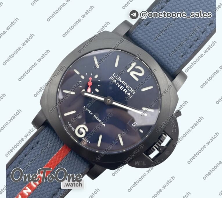Реплика часов Panerai PAM 1408 Quaranta BiTempo Luna Rossa 40mm DLC Blue Rubber Strap P900