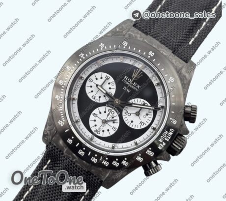 Реплика часов Rolex Daytona DIW Paul Newman Black Carbon Case Black dial Nylon Strap N6F