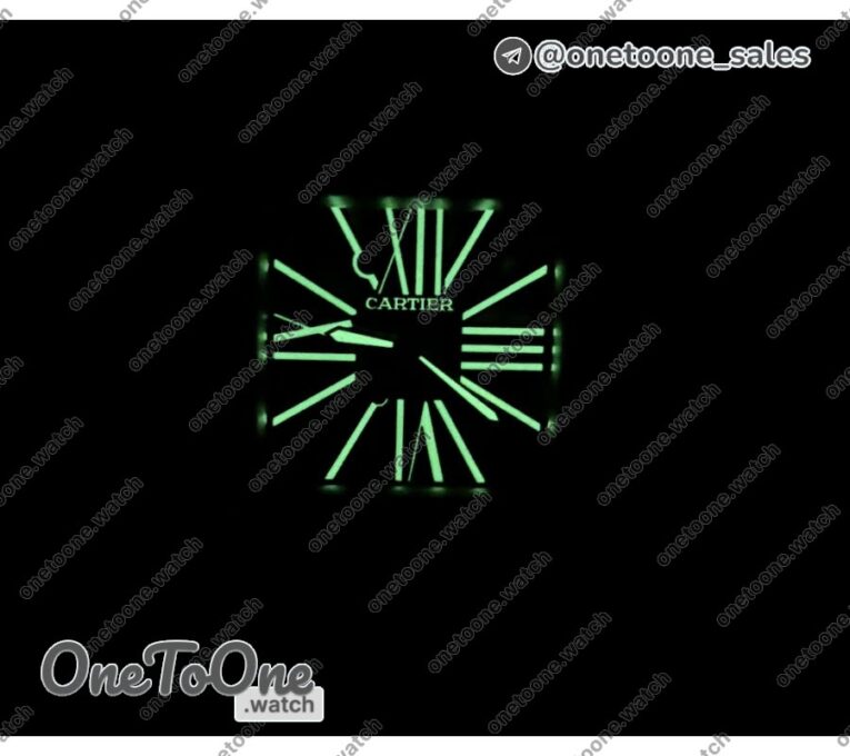 Реплика часов Cartier Santos de Cartier Skeleton PVD Case Skeleton Dial on Black Leather Strap MLF 9612MC