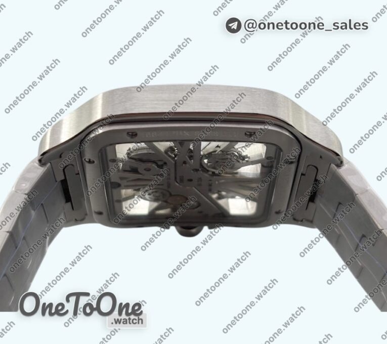 Реплика часов Cartier Santos de Cartier Skeleton Stainless steel Skeleton Dial on Stainless steel SmartLink Bracelet MLF 9611MC