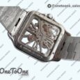 Реплика часов Cartier Santos de Cartier Skeleton Stainless steel Skeleton Dial on Stainless steel SmartLink Bracelet MLF 9611MC
