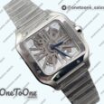 Реплика часов Cartier Santos de Cartier Skeleton Stainless steel Skeleton Dial on Stainless steel SmartLink Bracelet MLF 9611MC