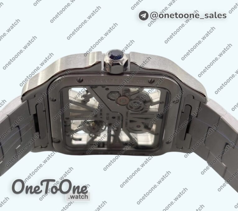 Реплика часов Cartier Santos de Cartier Skeleton Stainless steel Skeleton Dial on Stainless steel SmartLink Bracelet MLF 9611MC
