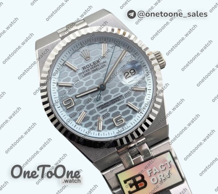 Реплика часов Rolex Land Dweller 127236 Увеличенный вес Stainless steel Ice Blue Dial On Stainless steel Bracelet