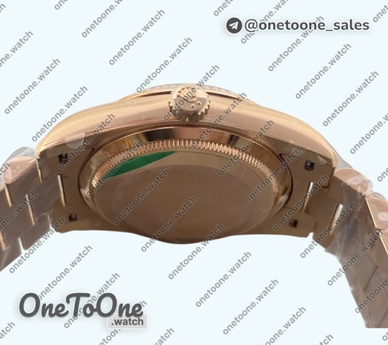 Реплика часов Rolex Daydate 128235 36mm Colour Jigsaw Puzzle Rose gold Top-tier Копия один в один Orange Dial on Rose gold President Bracelet QHF