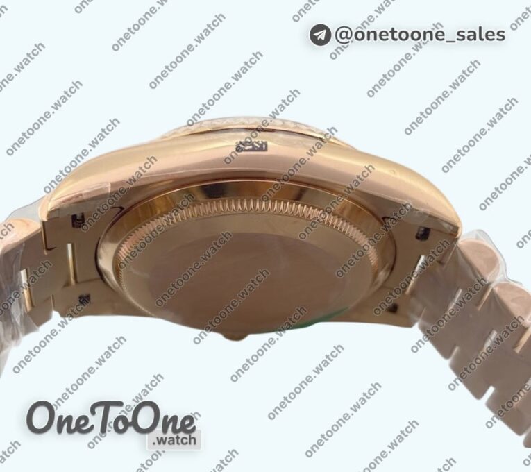 Реплика часов Rolex Daydate 128235 36mm Colour Jigsaw Puzzle Rose gold Top-tier Копия один в один Orange Dial on Rose gold President Bracelet QHF