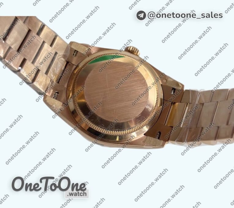 Реплика часов Rolex Daydate 128235 36mm Colour Jigsaw Puzzle Rose gold Top-tier Копия один в один Orange Dial on Rose gold President Bracelet QHF