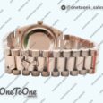Реплика часов Rolex Daydate 128235 36mm Colour Jigsaw Puzzle Rose gold Top-tier Копия один в один Orange Dial on Rose gold President Bracelet QHF