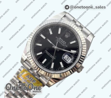 Реплика часов Rolex DateJust 41 126334 904L Stainless steel Top-tier Копия один в один Fluted Bezel Black Dial on Jubilee Bracelet