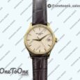 Реплика часов Patek Philippe Calatrava 5227 Yellow gold Top-tier Копия один в один White Dial Brown Leather Strap 324CS 3KF