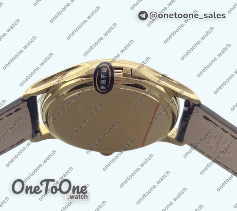 Реплика часов Patek Philippe Calatrava 5227 Yellow gold Top-tier Копия один в один White Dial Brown Leather Strap 324CS 3KF