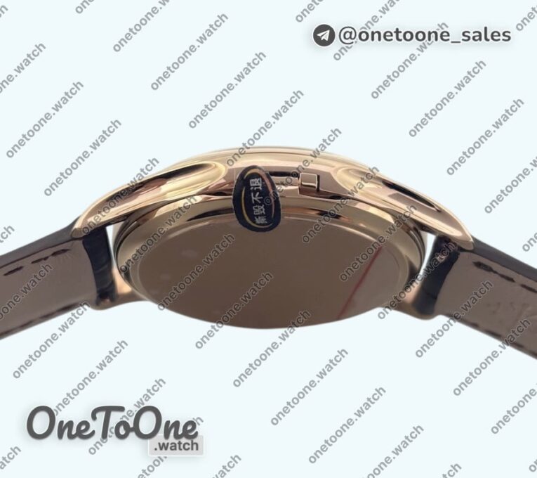 Реплика часов Patek Philippe Calatrava 5227 Rose gold Top-tier Копия один в один White Dial Brown Leather Strap 324CS 3KF