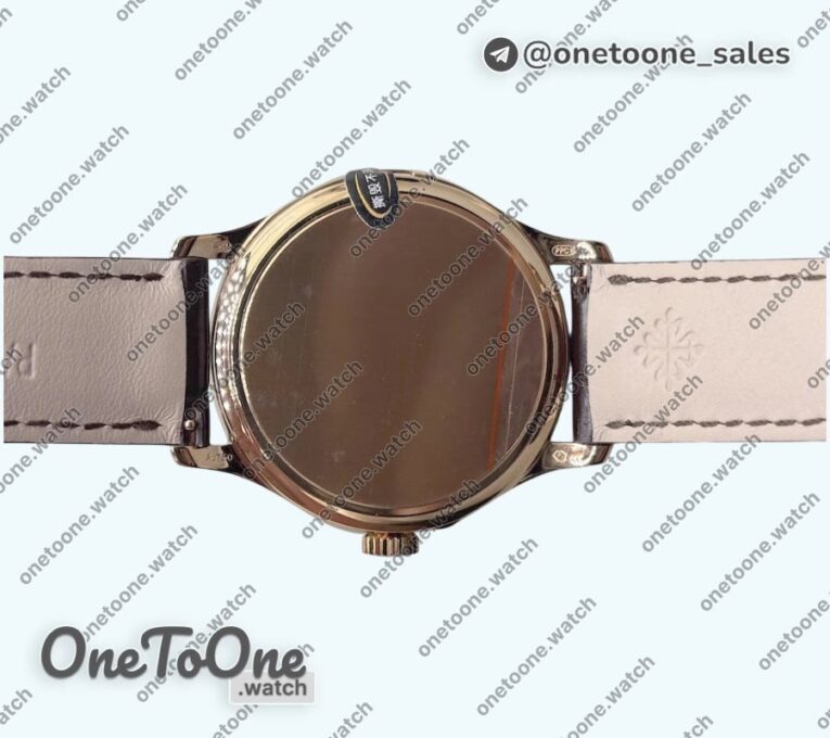 Реплика часов Patek Philippe Calatrava 5227 Rose gold Top-tier Копия один в один White Dial Brown Leather Strap 324CS 3KF