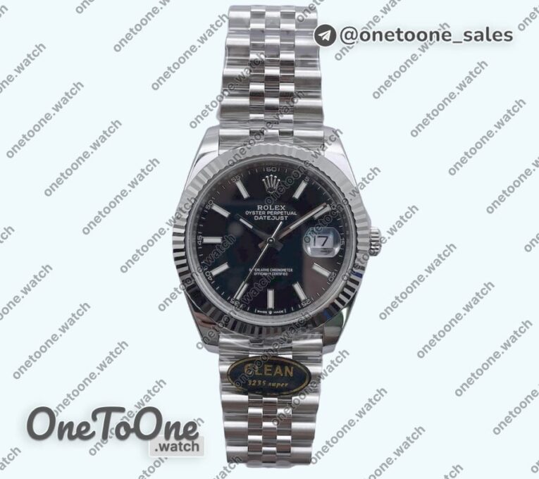 Реплика часов Rolex Datejust 41 Stainless steel 904L Steel Top-tier Копия один в один Black Dial Jubilee Bracelet