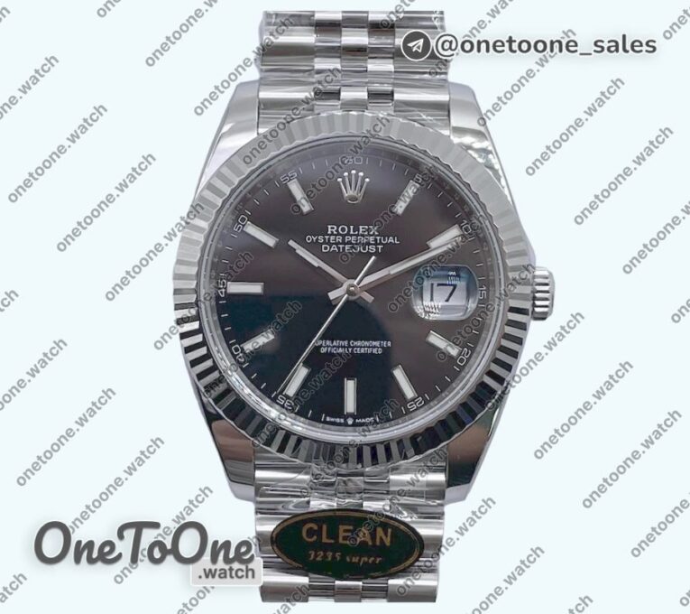 Реплика часов Rolex Datejust 41 Stainless steel 904L Steel Top-tier Копия один в один Black Dial Jubilee Bracelet