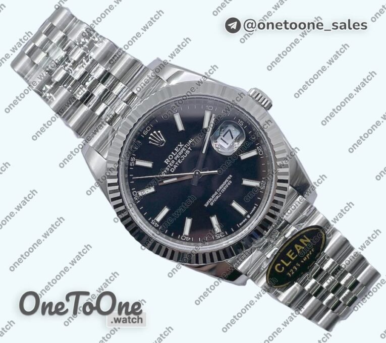 Реплика часов Rolex Datejust 41 Stainless steel 904L Steel Top-tier Копия один в один Black Dial Jubilee Bracelet