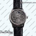 Реплика часов Jaeger-lecoultre Master Ultra Thin Perpetual Calendar Stainless steel Top-tier Копия один в один Gray&Black&White Dials Black Leather Strap V2