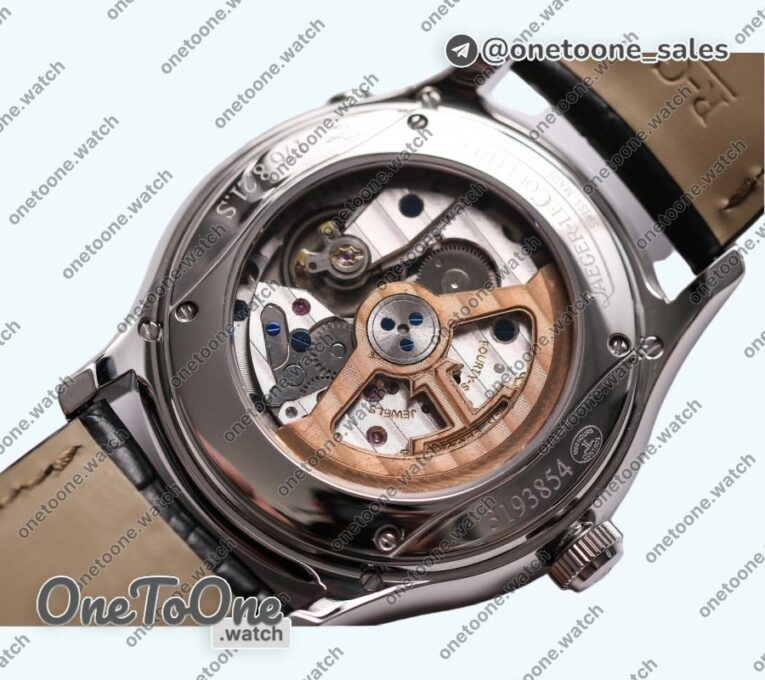 Реплика часов Jaeger-lecoultre Master Ultra Thin Perpetual Calendar Stainless steel Top-tier Копия один в один Gray&Black&White Dials Black Leather Strap V2