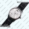 Реплика часов Jaeger-lecoultre Master Ultra Thin Perpetual Calendar Stainless steel Top-tier Копия один в один Gray&Black&White Dials Black Leather Strap V2