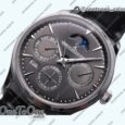 Реплика часов Jaeger-lecoultre Master Ultra Thin Perpetual Calendar Stainless steel Top-tier Копия один в один Gray&Black&White Dials Black Leather Strap V2