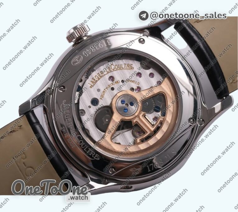 Реплика часов Jaeger-lecoultre Master Ultra Thin Perpetual Calendar Stainless steel Top-tier Копия один в один Gray&Black&White Dials Black Leather Strap V2