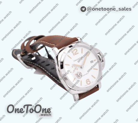 Реплика часов Panerai PAM1046 Luminor Due Top-tier Копия один в один White Dial Brown Asso Strap AXXXIV