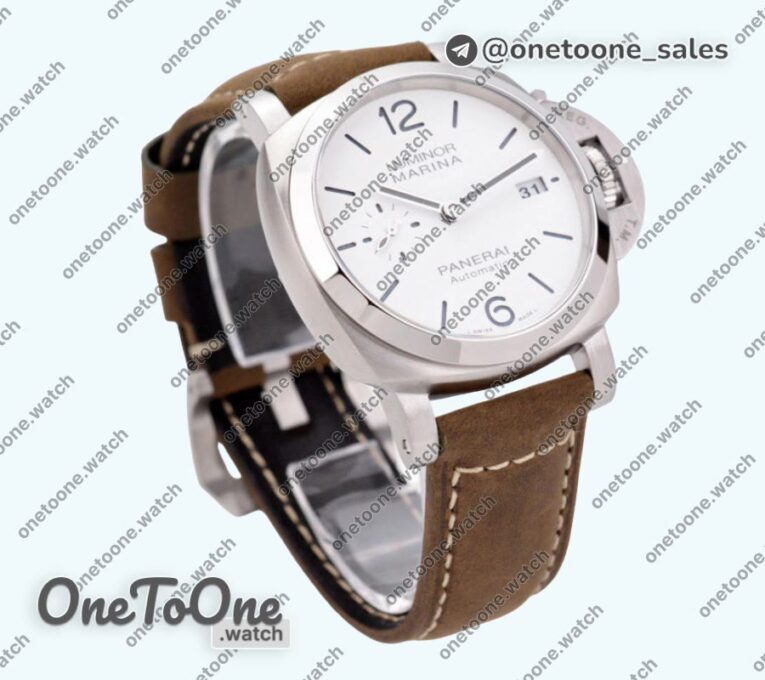 Реплика часов Panerai PAM1394 Luminor Marina 42mm Top-tier Копия один в один White Dial on Brown Asso Strap P.9010 Clone