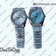 Реплика часов Rolex DayDate 40mm Fluted Pres 904L Stainless steel Silver&Blue dials Diamonds Marker Bracelet