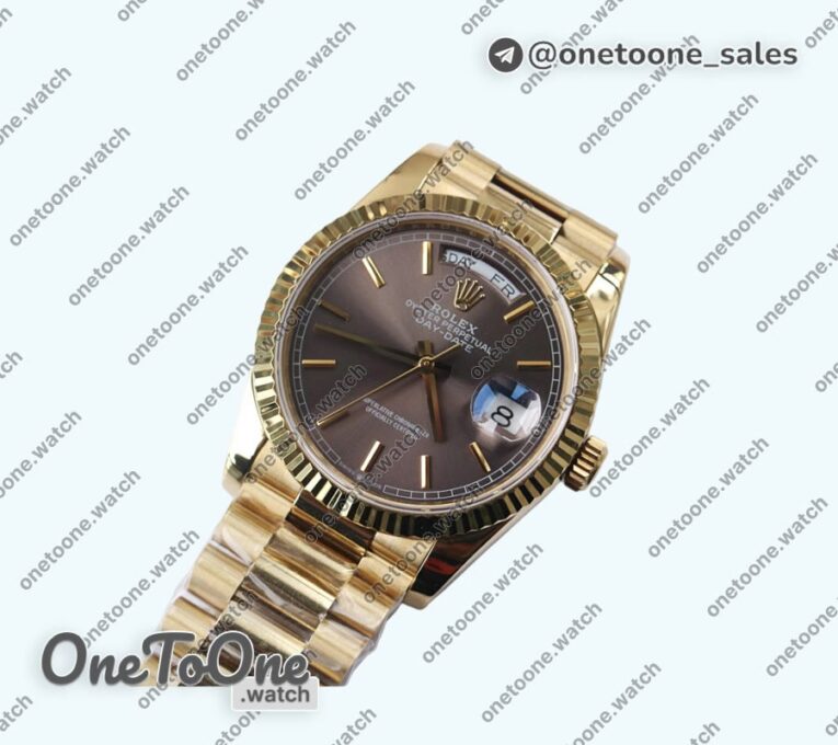 Реплика часов Rolex DayDate 36mm Fluted Pres Yellow gold 5 dials Stick Marker Bracelet