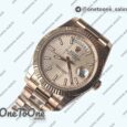 Реплика часов Rolex DayDate 40mm Fluted Rose gold/Rose gold Pink&Brown Dials Stick Marker Bracelet