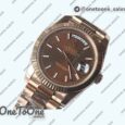 Реплика часов Rolex DayDate 40mm Fluted Rose gold/Rose gold Pink&Brown Dials Stick Marker Bracelet