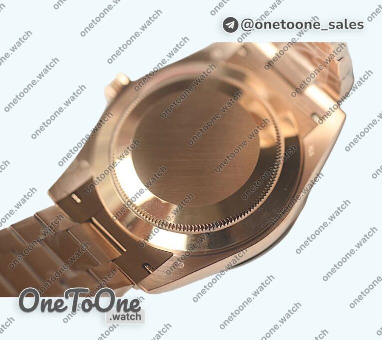 Реплика часов Rolex DayDate 40mm Fluted Rose gold/Rose gold Pink&Brown Dials Stick Marker Bracelet