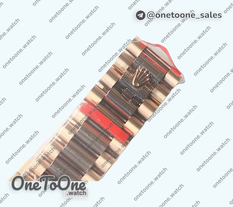 Реплика часов Rolex DayDate 40mm Fluted Rose gold/Rose gold Pink&Brown Dials Stick Marker Bracelet