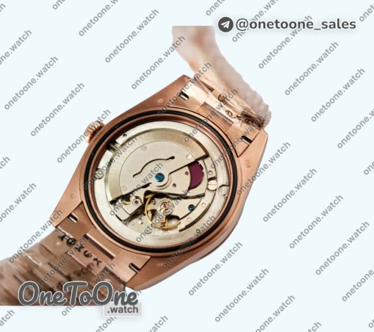 Реплика часов Rolex DayDate 40mm Fluted Rose gold/Rose gold Pink&Brown Dials Stick Marker Bracelet