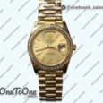 Реплика часов Rolex DayDate 36mm Diamonds Bezel Pres Yellow gold Gold Dial Stick Marker Bracelet