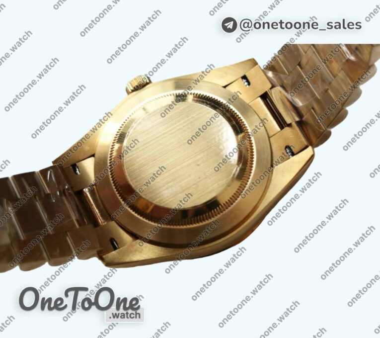Реплика часов Rolex DayDate 36mm Diamonds Bezel Pres Yellow gold Gold Dial Stick Marker Bracelet