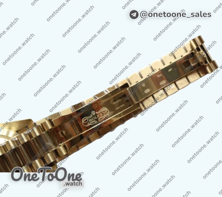 Реплика часов Rolex DayDate 36mm Diamonds Bezel Pres Yellow gold Gold Dial Stick Marker Bracelet