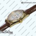Реплика часов Rolex DayDate 36mm Fluted Pres Yellow gold MOP Dial Roman Marker Leather