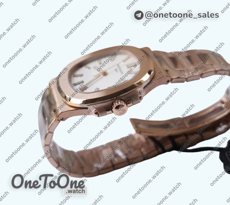 Реплика часов Patek Philippe Nautilus 5711/1R Top-tier Копия один в один White Textured Dial Rose gold Bracelet 324CS