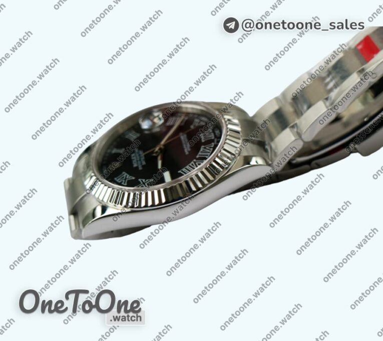 Реплика часов Rolex Datejust 41 Fluted Bezel Stainless steel 904L Steel Best Editio Black&Grey Dials Roman Marker Oyster Bracelet